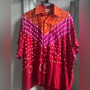 NorBlack NorWhite hand-dyed button up shirt Bandhani print, made in India